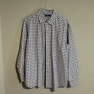 Daniel Cremieux Long-Sleeve Button Down Shirt, Size XL, White/Blue